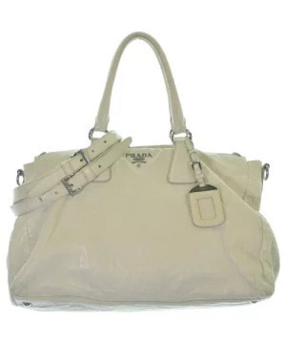 Prada Arque Vitello Daino Leather Hobo Shoulder Bag White